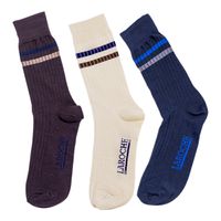 KIT 3 Pares de Meia Cano Longo - Marrom/Azul/Bege