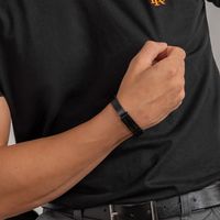 Pulseira Cruz Laroche de Couro Masculina - Preto