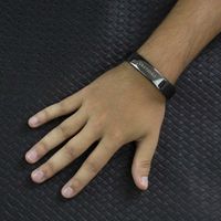 Pulseira Gratidão Laroche de Couro Masculina - Preto
