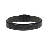 Pulseira Tudo Posso Laroche de Couro Masculina - Preto