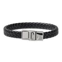 Pulseira Trançada Laroche Trançada de Couro Masculina - Preto
