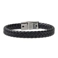 Pulseira Trançada Laroche Trançada de Couro Masculina - Preto