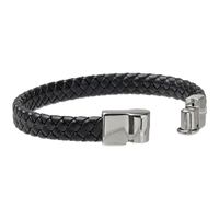 Pulseira Trançada Laroche Trançada de Couro Masculina - Preto