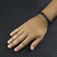 Pulseira Trançada Laroche Trançada de Couro Masculina - Preto