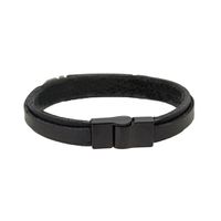 Pulseira de Couro bridão preto e cromado - Preto