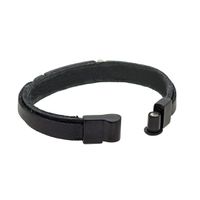 Pulseira de Couro bridão preto e cromado - Preto