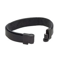 Pulseira de Couro "Fé + Força + Coragem" - Preto