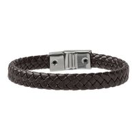 Pulseira Trançada Laroche Trançada de Couro Masculina - Café