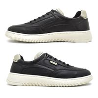 Sapatenis Casual Apolo em Couro Masculino - Preto