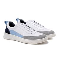 Sapatenis Masculino Apolo Colors em Couro - Branco/Azul E L