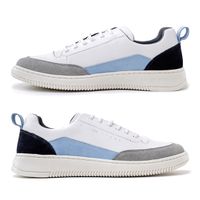 Sapatenis Masculino Apolo Colors em Couro - Branco/Azul E L