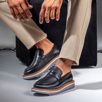 Loafer Masculino Casual Laroche Bolt Em Couro - Preto