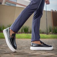 Slip On Loafer Cell em Couro - Preto