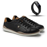 Sapatenis Masculino LRC Absolut - Preto + Gratis Relógio Digital Preto