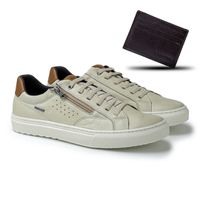 Sapatenis Casual Connect em Couro - Neve + Brinde Porta Cartão