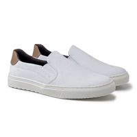 Slip On Masculino Connect em Couro - Branco Alvejado E L
