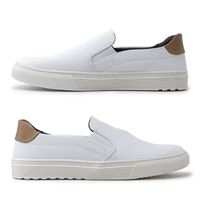 Slip On Masculino Connect em Couro - Branco Alvejado E L