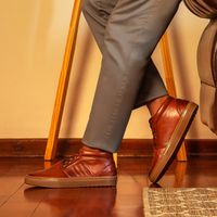 Sapatênis Casual Masculino Connect em Couro - Browm