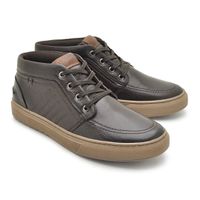 Sapatênis Casual Masculino Connect em Couro - Café