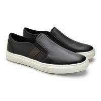 Slip On Masculino Connect em Couro - Preto