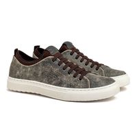 Sapatenis em Couro Casual Masculino Connect - Craquelado Cinza E L