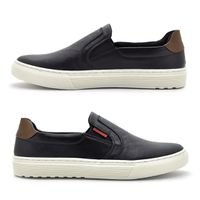 Slip On Iate Masculino Connect em Couro - Preto