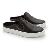 Mule Masculino Connect em Couro - Café