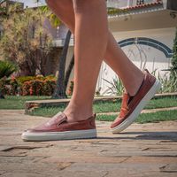 Slip On Masculino Connect em Couro - Brown