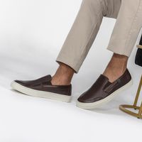 Slip On Yate Masculino Connect em Couro - Café