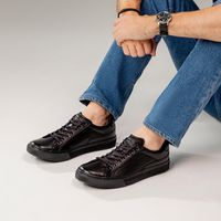 Sapatenis Casual Connect em Couro - Preto