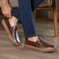 Slip On Masculino Laroche Connect em Couro - Café