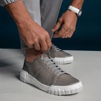 Sapatenis Casual Laroche Daytona em Couro - Cinza Silver
