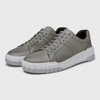 Sapatenis Casual Daytona em Couro - Cinza Silver + Brinde Bag 30anos