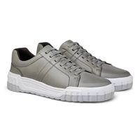 Sapatenis Casual Daytona em Couro - Cinza Silver + Brinde Bag 30anos