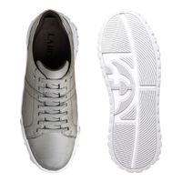 Sapatenis Casual Daytona em Couro - Cinza Silver + Brinde Bag 30anos