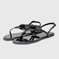 Sandalia Laroche Hellen Flor em Couro - Preto