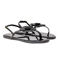 Sandalia Laroche Hellen Flor em Couro - Preto