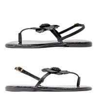 Sandalia Laroche Hellen Flor em Couro - Preto