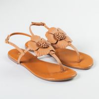 Sandalia Laroche Hellen Flor em Couro - Mel