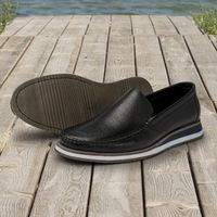Mocassim Loafer Florença em Couro Floater - Preto