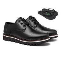 Sapato Casual Java Em Couro - Preto E L + Chinelo Brinde