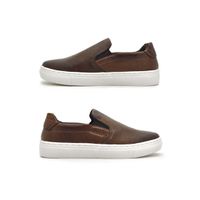 Slip On Yate Infantil Stratus em Couro - Chocolate/Whisky 
