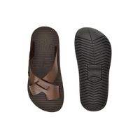 Chinelo Infantil Toledo em Couro - Mel/Café
