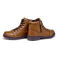 Bota Coturno Vacanza em Couro - Conhaque E L + Brinde Relógio