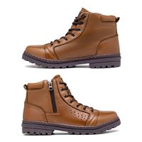 Bota Coturno Vacanza em Couro - Conhaque E L + Brinde Relógio