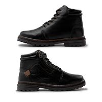 Bota Vacanza em Couro - Cromo Preto E L