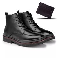 Bota Londres em Couro - Preto + Brinde Porta Cartão