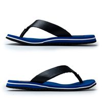 Chinelo Masculino Malibu em Couro - Azul / Preto