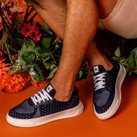 Tenis Casual Laroche Miami em Knit - Azul Marinho