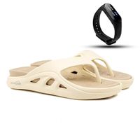 Chinelo Nuvem Cloud Dedo - Bege/Marfim + Brinde Relógio Digital